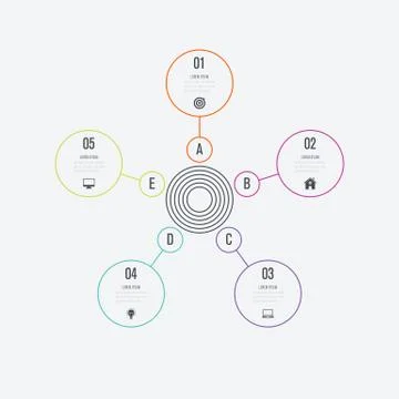 Infographics template 5 options with circle Stock Illustration