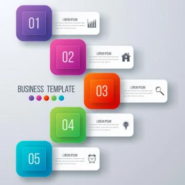Infographics template 5 options with square Illustrazione stock