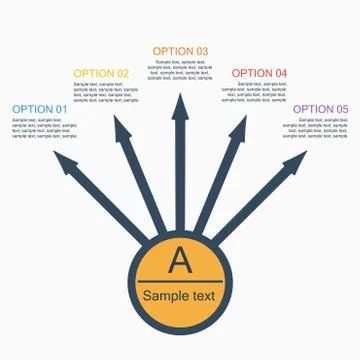 Infographics template with arrows on the blue background. Vector design elements Stock Illustration