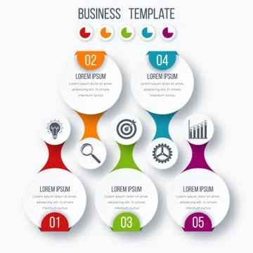 Infographics template five options with circle 스톡 일러스트