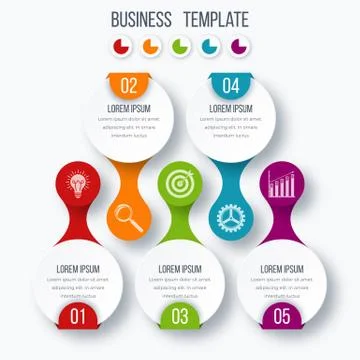 Infographics template five options with circle Stock Illustration
