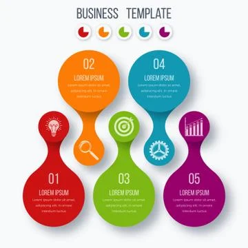 Infographics template five options with circle Illustrazione stock