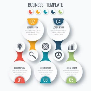 Infographics template five options with circle Illustrazione stock