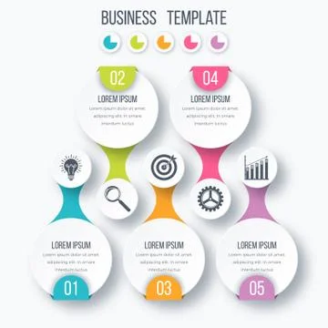 Infographics template five options with circle Illustrazione stock