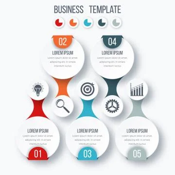 Infographics template five options with circle Illustrazione stock