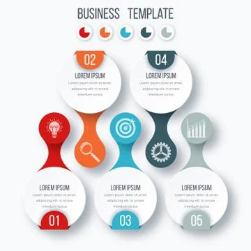 Infographics template five options with circle イラスト素材