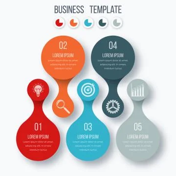Infographics template five options with circle Stock Illustration