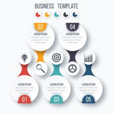 Infographics template five options with circle Illustrazione stock