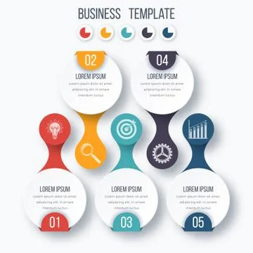 Infographics template five options with circle イラスト素材
