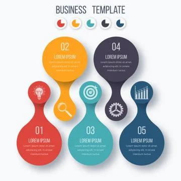 Infographics template five options with circle イラスト素材