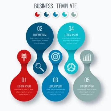 Infographics template five options with circle Illustrazione stock