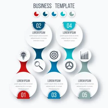 Infographics template five options with circle Stock Illustration