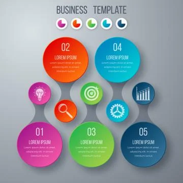 Infographics template five options with circle Illustrazione stock
