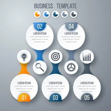 Infographics template five options with circle イラスト素材
