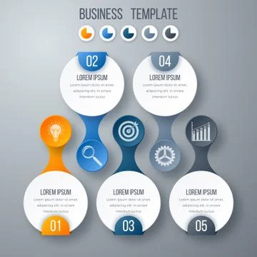 Infographics template five options with circle Illustrazione stock