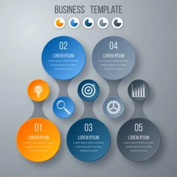 Infographics template five options with circle Stock Illustration