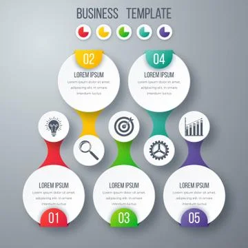 Infographics template five options with circle Illustrazione stock