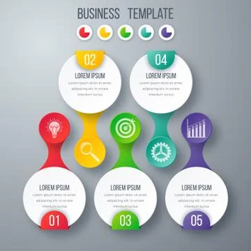 Infographics template five options with circle Illustrazione stock