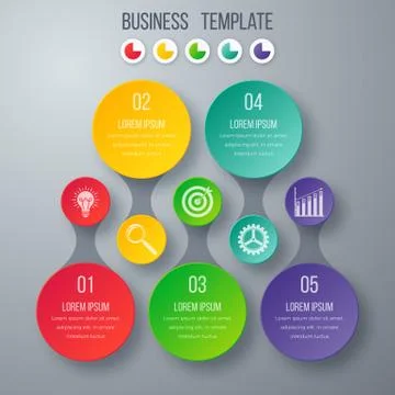 Infographics template five options with circle Illustrazione stock