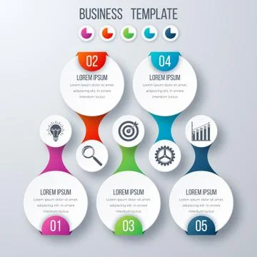 Infographics template five options with circle イラスト素材