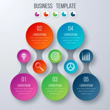 Infographics template five options with circle Illustrazione stock