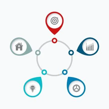 Infographics template five options with circle Illustrazione stock