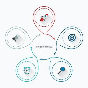 Infographics template five options with circle Stock Illustration