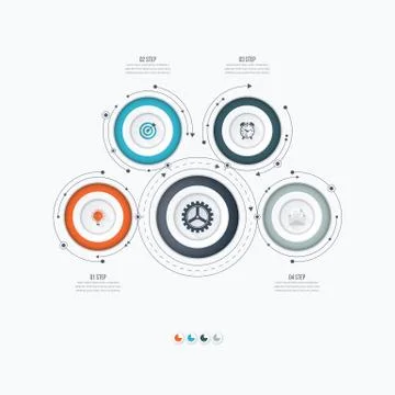 Infographics template four options with circle Illustrazione stock