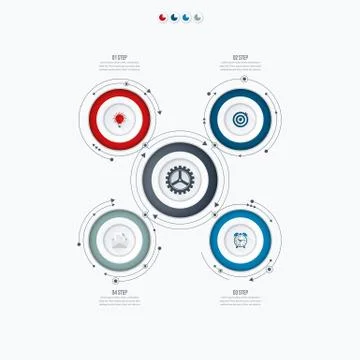 Infographics template four options with circle Stock Illustration