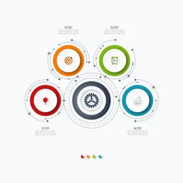 Infographics template four options with circle Stock Illustration