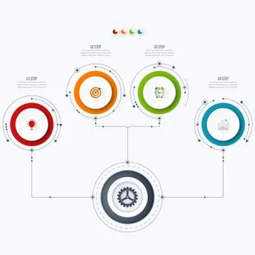 Infographics template four options with circle Stock Illustration