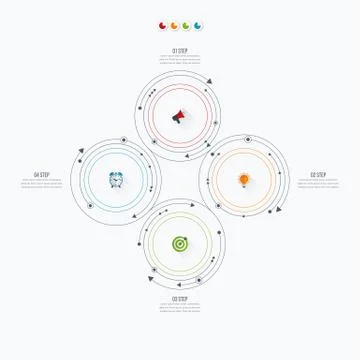 Infographics template four options with circle Stock Illustration