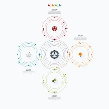 Infographics template four options with circle Stock Illustration