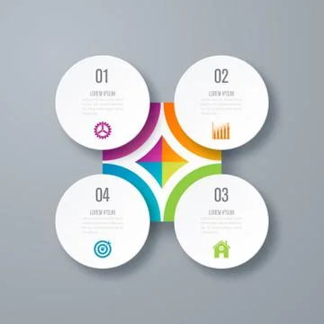 Infographics template four options with circle Stock Illustration