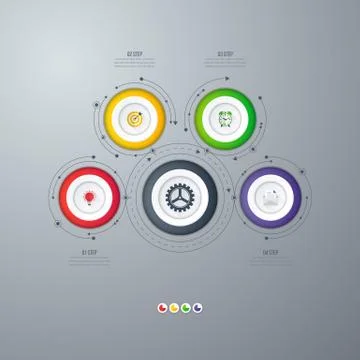 Infographics template four options with circle Illustrazione stock