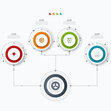 Infographics template four options with circle Illustrazione stock