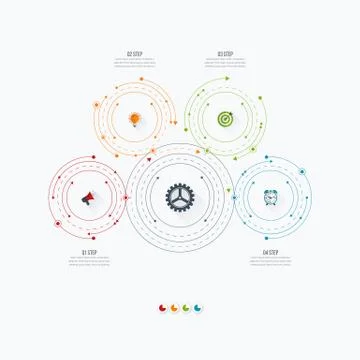 Infographics template four options with circle 스톡 일러스트