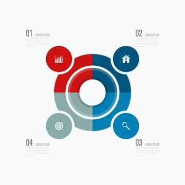 Infographics template four options with circle Stock Illustration