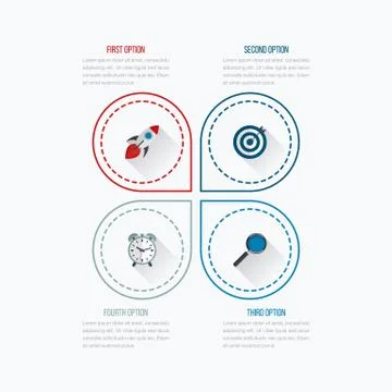 Infographics template four options with circle Illustrazione stock