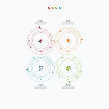 Infographics template four options with circle Stock Illustration