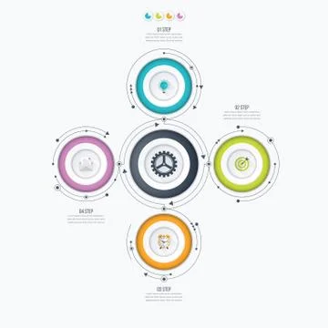 Infographics template four options with circle Stock Illustration