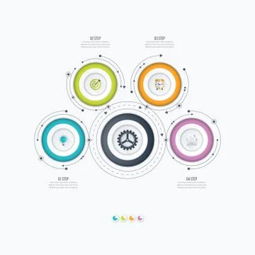Infographics template four options with circle Illustrazione stock