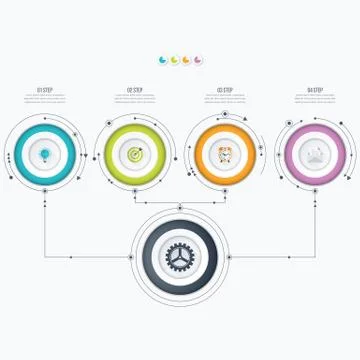 Infographics template four options with circle Stock Illustration
