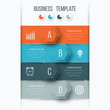 Infographics template four options with hexagon Stock Illustration