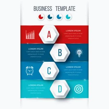 Infographics template four options with hexagon Stock Illustration