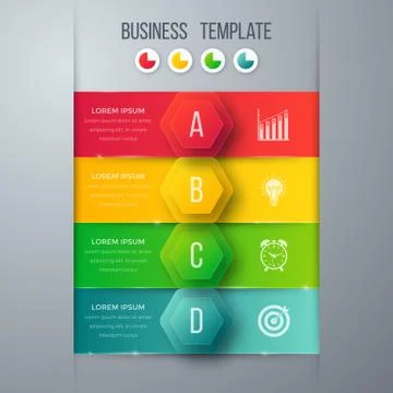Infographics template four options with hexagon Stock Illustration