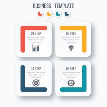 Infographics template four options with square Stock Illustration
