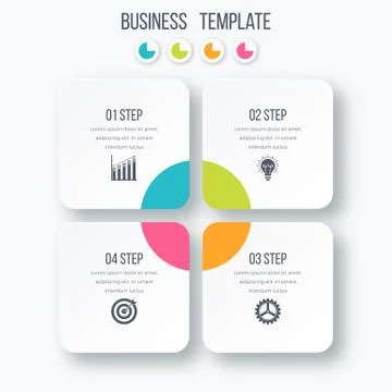 Infographics template four options with square Illustrazione stock