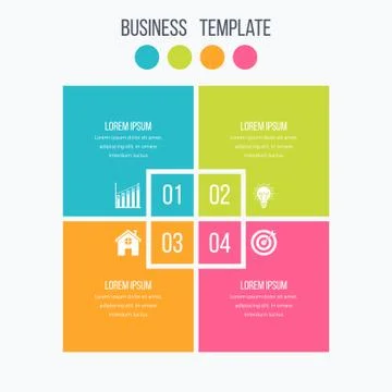 Infographics template four options with square Illustrazione stock