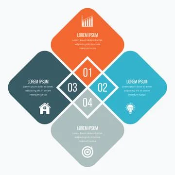 Infographics template four options with square Stock Illustration